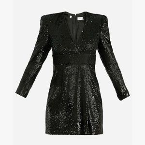 A.L.C. NWT Mara Sequined Strong-Shoulder Long Sleeve Mini Dress - Size 0